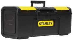 Stanley - 3 Compartment Tool Box - 23-5/16" Wide x 11" Deep x 10-5/32" High, Polypropylene, Black/Yellow - Eagle Tool & Supply