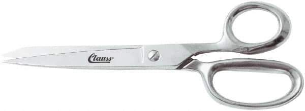 Clauss - 4" LOC, 8" OAL Chrome Plated Straight Shears - Steel Straight Handle, For Paper, Fabric - Eagle Tool & Supply
