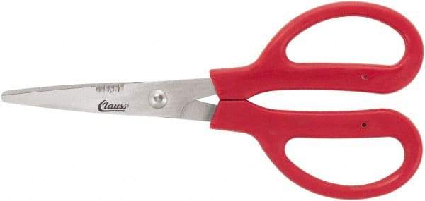 Clauss - 4" LOC, 7" OAL Stainless Steel Dubbed Trimmers - Serrated, Plastic Handle, For Paper, Fabric - Eagle Tool & Supply