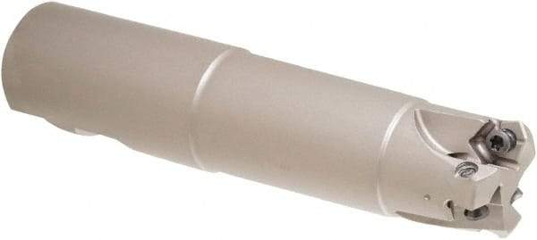 Iscar - 1-1/4" Cut Diam, 0.106" Max Depth, 1-1/4" Shank Diam, Weldon Shank Indexable High-Feed End Mill - Screw Holding Method, H600 WXCU Insert, MF EWX-07 Toolholder, Through Coolant - Eagle Tool & Supply