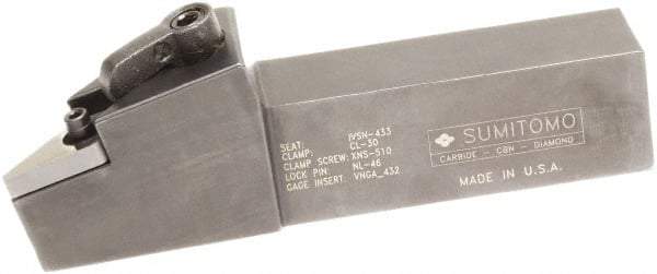 Sumitomo - MVJN, Right Hand Cut, -3° Lead Angle, 1" Shank Height x 1" Shank Width, Negative Rake Indexable Turning Toolholder - 6" OAL, VNMG 332 Insert Compatibility, Series Multi-Option - Eagle Tool & Supply