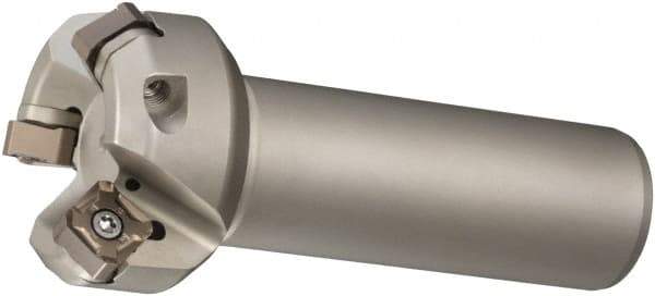 Sumitomo - 45° Lead Angle, 2.567" Max Cut Diam, 2" Min Cut Diam, Indexable Chamfer and Angle End Mill - 4 Inserts, ONMT, SNMT, XNET Insert Style, 3.97" Overall Length, Through Coolant, Straight Shank - Eagle Tool & Supply