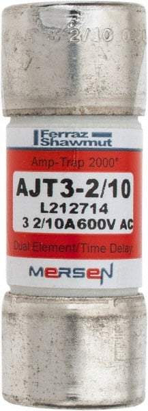 Ferraz Shawmut - 500 VDC, 600 VAC, 3.2 Amp, Time Delay General Purpose Fuse - Clip Mount, 2-1/4" OAL, 100 at DC, 200 at AC, 300 (Self-Certified) kA Rating, 13/16" Diam - Eagle Tool & Supply