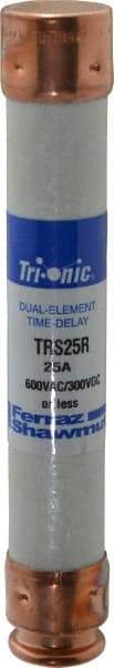 Ferraz Shawmut - 300 VDC, 600 VAC, 25 Amp, Time Delay General Purpose Fuse - Clip Mount, 127mm OAL, 20 at DC, 200 at AC kA Rating, 13/16" Diam - Eagle Tool & Supply