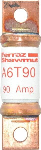 Ferraz Shawmut - 300 VDC & 600 VAC, 90 Amp, Fast-Acting General Purpose Fuse - Bolt-on Mount, 75mm OAL, 100 at DC, 200 at AC kA Rating, 13/16" Diam - Eagle Tool & Supply