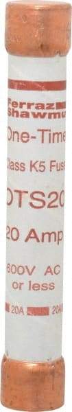 Ferraz Shawmut - 300 VDC, 600 VAC, 20 Amp, Fast-Acting General Purpose Fuse - Clip Mount, 127mm OAL, 20 at DC, 50 at AC kA Rating, 13/16" Diam - Eagle Tool & Supply