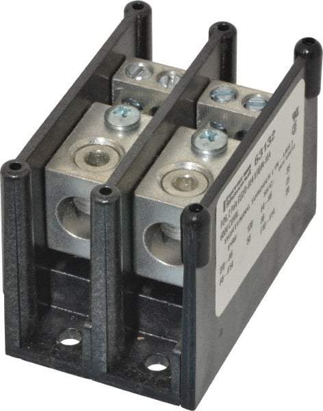 Ferraz Shawmut - 2 Poles, 135 Amp, 2/0-14 AWG Primary, 4-14 AWG Secondary, Polycarbonate Power Distribution Block - 1000 VAC/VDC, 1 Primary Connection, 1.98 Inch Long x 3.08 Inch Deep x 2.81 Inch High - Eagle Tool & Supply