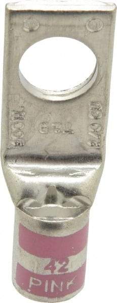 Thomas & Betts - 1/0 AWG Noninsulated Compression Connection Square Ring Terminal - 1/2" Stud, 2.2" OAL x 3/4" Wide, Tin Plated Copper Contact - Eagle Tool & Supply