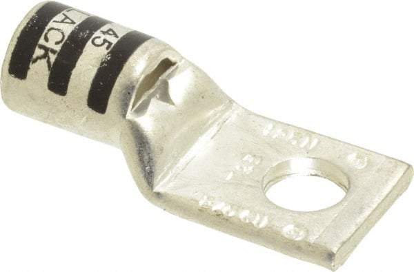 Thomas & Betts - 2/0 AWG Noninsulated Compression Connection Square Ring Terminal - 3/8" Stud, 1.93" OAL x 0.83" Wide, Tin Plated Copper Contact - Eagle Tool & Supply