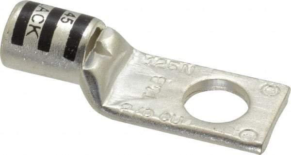 Thomas & Betts - 2/0 AWG Noninsulated Compression Connection Square Ring Terminal - 1/2" Stud, 2-1/4" OAL x 0.83" Wide, Tin Plated Copper Contact - Eagle Tool & Supply
