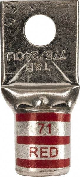 Thomas & Betts - 300 kcmil Wire Noninsulated Compression Connection Square Ring Terminal - 1/2" Stud, 2.85" OAL x 1.36" Wide, Tin Plated Copper Contact - Eagle Tool & Supply