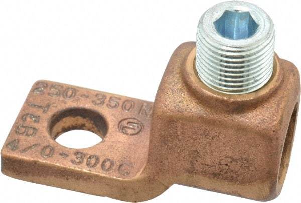 Thomas & Betts - 4/0 AWG Noninsulated Compression Connection Square Ring Terminal - 1/2" Stud, 2-3/4" OAL x 1-3/16" Wide, Copper Contact - Eagle Tool & Supply
