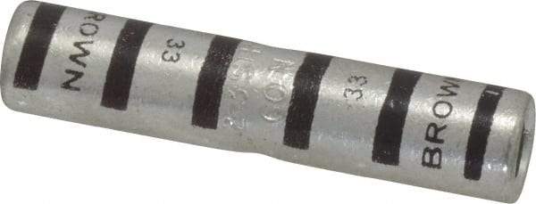 Thomas & Betts - 2 AWG Compatible, Noninsulated, Crimp-On Butt Splice Terminal - 2 Wire Entries, Copper Contacts, Tin Contact Plating, 1.88" OAL, Brown - Eagle Tool & Supply