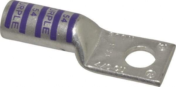 Thomas & Betts - 4/0 AWG Noninsulated Compression Connection Rectangle Ring Terminal - 1/2" Stud, 2.95" OAL x 1.03" Wide, Tin Plated Copper Contact - Eagle Tool & Supply