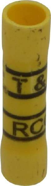 Thomas & Betts - 12 to 10 AWG Compatible, Vinyl Fully Insulated, Crimp-On Butt Splice Terminal - 2 Wire Entries, Copper Contacts, Tin Contact Plating, 1.31" OAL, Yellow - Eagle Tool & Supply