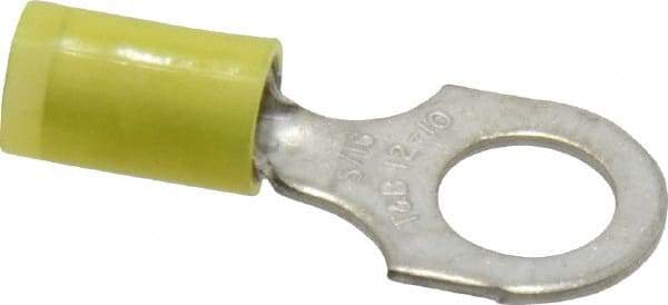 Thomas & Betts - 12-10 AWG Partially Insulated Crimp Connection D Shaped Ring Terminal - 5/16" Stud, 1.21" OAL x 0.53" Wide, Tin Plated Copper Contact - Eagle Tool & Supply