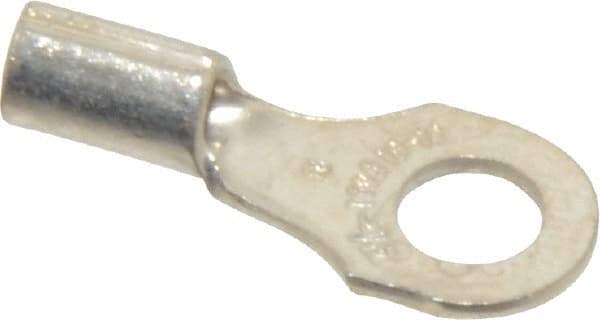 Thomas & Betts - 18-14 AWG Noninsulated Crimp Connection D Shaped Ring Terminal - #8 Stud, 3/4" OAL x 0.31" Wide, Tin Plated Copper Contact - Eagle Tool & Supply