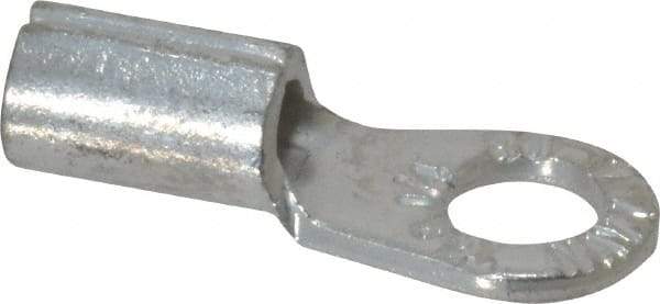Thomas & Betts - 8 AWG Noninsulated Crimp Connection Circular Ring Terminal - 1/4" Stud, 1.13" OAL x 0.48" Wide, Tin Plated Copper Contact - Eagle Tool & Supply