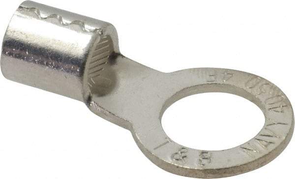 Thomas & Betts - 4 AWG Noninsulated Crimp Connection Circular Ring Terminal - 1/2" Stud, 1.52" OAL x 0.82" Wide, Tin Plated Copper Contact - Eagle Tool & Supply