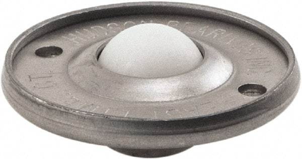 Hudson Bearing - 5/8 Inch Diameter, Round, Nylon Ball Transfer - 1.6875 Inch Overall Diameter, 3/8 Inch Mount Height, 20 Lb. Capacity - Eagle Tool & Supply