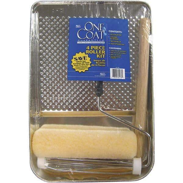 Bestt-Liebco - 12" Long, 3/8" Nap, Mini Roller Kit - 9" Wide, Metal Frame, Includes Paint Tray, Roller Cover & Frame - Eagle Tool & Supply