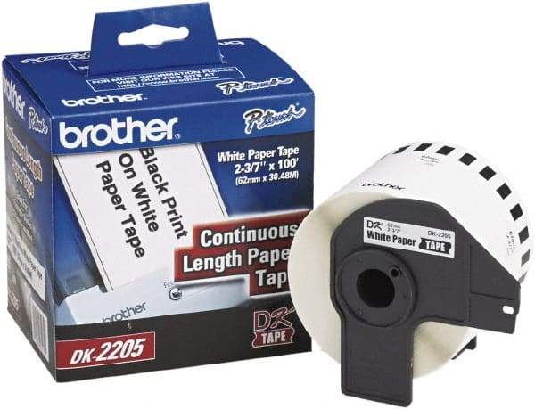 Brother - 2.4" Wide x 1,200" Long, White Paper Label Tape - For PC Label Printers - Eagle Tool & Supply