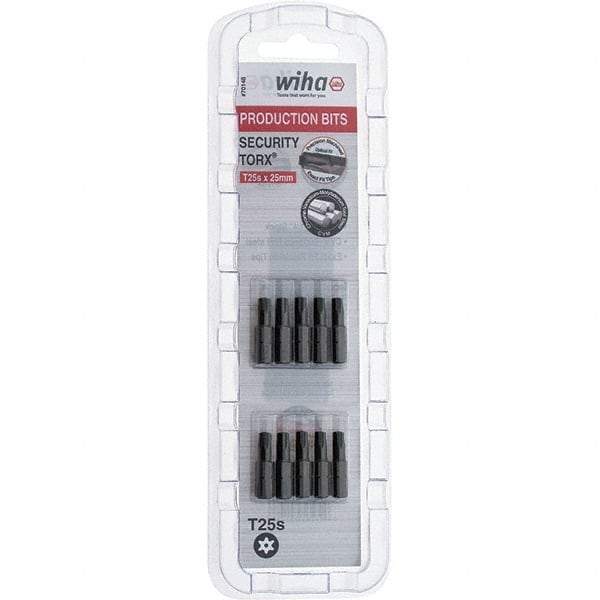 Wiha - 1/4" Drive T25 Tamperproof Torx Screwdriver Bit - 1" OAL, Tamper Resistant Bit - Eagle Tool & Supply