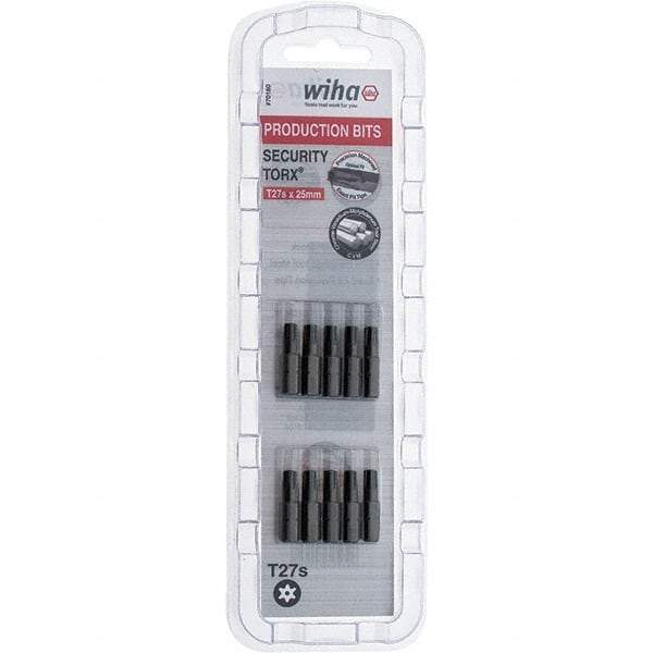 Wiha - 1/4" Drive T27 Tamperproof Torx Screwdriver Bit - 1" OAL, Tamper Resistant Bit - Eagle Tool & Supply