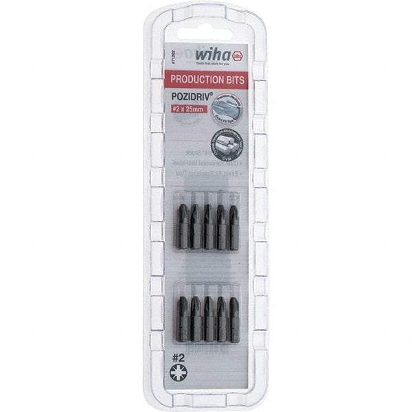 Wiha - 1/4" Drive, Pozidriv Screwdriver Bit - 1" OAL - Eagle Tool & Supply