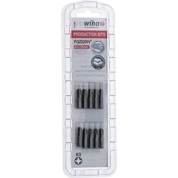 Wiha - 1/4" Drive, Pozidriv Screwdriver Bit - 1" OAL - Eagle Tool & Supply