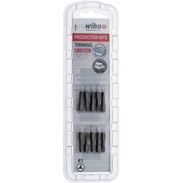 Wiha - 1/4" Drive, #1 Tri-Wing Screwdriver Bit - 1" OAL - Eagle Tool & Supply