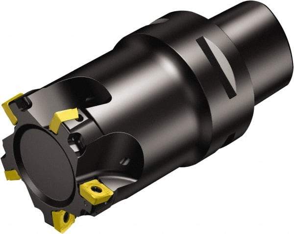 Sandvik Coromant - 4 Inserts, 50mm Cut Diam, 63mm Arbor Diam, 10mm Max Depth of Cut, Indexable Square-Shoulder Face Mill - 118mm High, 490R-1404 Insert Compatibility, Through Coolant, Series CoroMill 490 - Eagle Tool & Supply