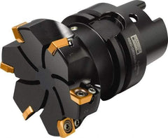 Sandvik Coromant - 6 Inserts, 100mm Cut Diam, 63mm Arbor Diam, 11mm Max Depth of Cut, Indexable Square-Shoulder Face Mill - 90° Lead Angle, 80mm High, R590-1105.. Insert Compatibility, Through Coolant, Series CoroMill Century - Eagle Tool & Supply