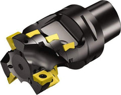 Sandvik Coromant - 4 Inserts, 80mm Cut Diam, 80mm Arbor Diam, 73mm Max Depth of Cut, Indexable Square-Shoulder Face Mill - 90° Lead Angle, 128mm High, 690-140608M-E-SL & 690-140610M-P-SL Insert Compatibility, Through Coolant, Series CoroMill 690 - Eagle Tool & Supply