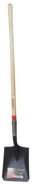 Razor-Back - 12" High x 9-1/2" Wide Square Steel Shovel - 48" Long Wood Straight Handle, Front Turned - Eagle Tool & Supply