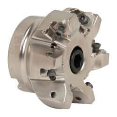 Seco - 6 Inserts, 2-1/2" Cut Diam, 3/4" Arbor Diam, 0.295" Max Depth of Cut, Indexable Square-Shoulder Face Mill - 0/90° Lead Angle, 1.57" High, XNEX 0806.. Insert Compatibility, Through Coolant, Series Square 6 - Eagle Tool & Supply