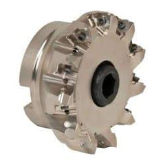 Seco - 11 Inserts, 4" Cut Diam, 1-1/2" Arbor Diam, 0.295" Max Depth of Cut, Indexable Square-Shoulder Face Mill - 0/90° Lead Angle, 1.97" High, XNEX 0806.. Insert Compatibility, Through Coolant, Series Square 6 - Eagle Tool & Supply