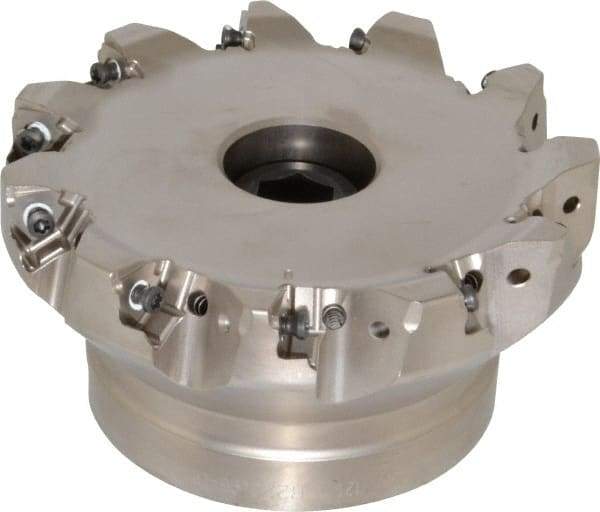 Seco - 11 Inserts, 5" Cut Diam, 1-1/2" Arbor Diam, 0.295" Max Depth of Cut, Indexable Square-Shoulder Face Mill - 0/90° Lead Angle, 2.48" High, XNEX 0806.. Insert Compatibility, Through Coolant, Series Square 6 - Eagle Tool & Supply