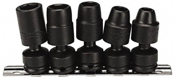 Proto - 5 Piece 3/8" Drive Impact Socket Set - 6 Points, 3/8" to 5/8" Range, Inch Measurement Standard - Eagle Tool & Supply