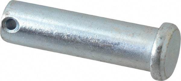 Made in USA - 5/8" Pin Diam, 2-1/4" OAL, Standard Clevis Pin - 5/32" Hole, 2-3/32" Usable Length, Zinc-Plated Steel - Eagle Tool & Supply