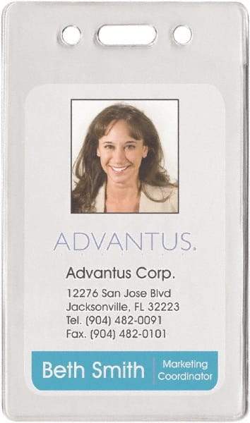 ADVANTUS - Clip-On Badge Holder - Clear - Eagle Tool & Supply