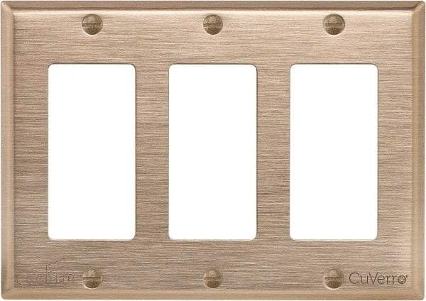 Cooper Wiring Devices - 3 Gang, 4-1/2 Inch Long, Standard Switch Plate - Decorator Switch, Rose, Antimicrobial Copper - Eagle Tool & Supply