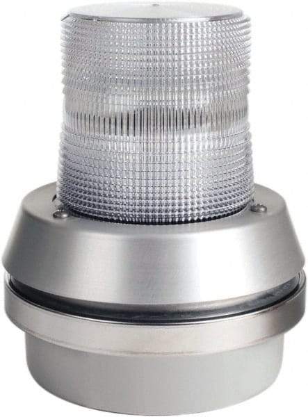 Edwards Signaling - 120 VAC, LED, Clear, Flashing Light - 65 Flashes per min, 1/2 Inch Pipe, 6 Inch Diameter, 7-3/8 Inch High, Box Mount, Pane, Pipe, Surface and Wall Mount - Eagle Tool & Supply