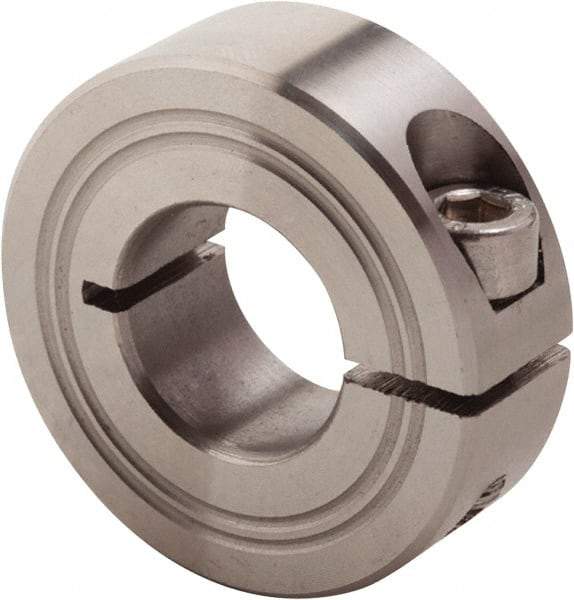 Climax Metal Products - 18mm Bore, Stainless Steel, One Piece Clamp Collar - 1-1/2" Outside Diam - Eagle Tool & Supply