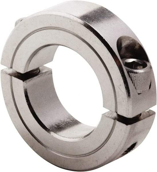 Climax Metal Products - 3-3/8" Bore, Stainless Steel, Two Piece Clamp Collar - 4-3/4" Outside Diam, 7/8" Wide - Eagle Tool & Supply