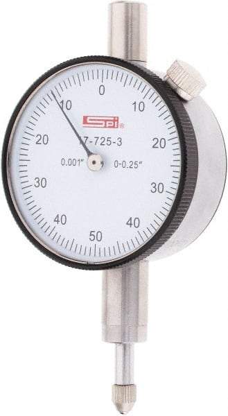 SPI - 1/4" Range, 0-50-0 Dial Reading, 0.001" Graduation Dial Drop Indicator - 1.61" Dial, 0.1" Range per Revolution - Eagle Tool & Supply