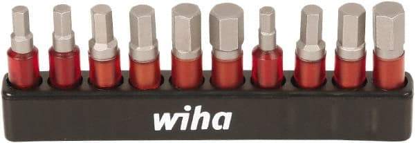 Wiha - 10 Piece 1/4" Drive Inch/Metric Impact Hex Bit Socket Set - 1/8 to 1/4" Hex - Eagle Tool & Supply