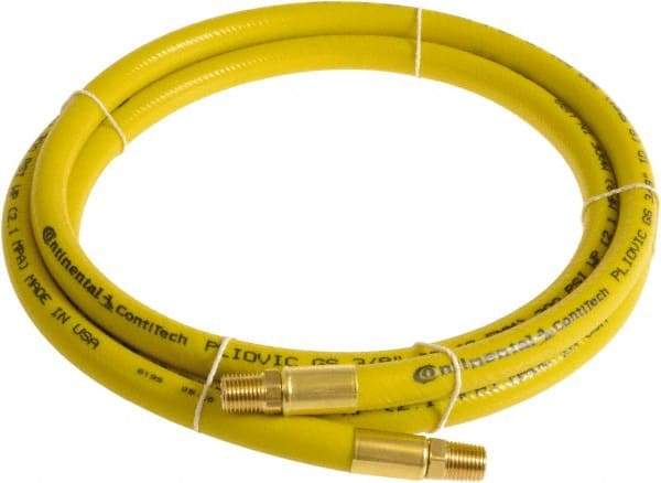 Continental ContiTech - 3/8" ID x 0.6" OD 3' Long Multipurpose Air Hose - MNPT x MNPT Ends, 300 Working psi, -10 to 158°F, 1/4" Fitting, Yellow - Eagle Tool & Supply