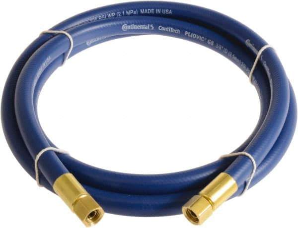 Continental ContiTech - 3/8" ID x 0.6" OD 5' Long Multipurpose Air Hose - FNPT x FNPT Ends, 300 Working psi, -10 to 158°F, 1/4" Fitting, Blue - Eagle Tool & Supply