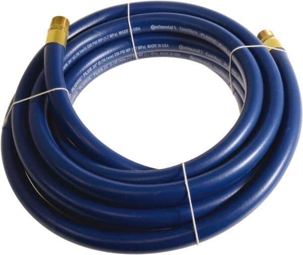 Continental ContiTech - 3/4" ID x 1.11" OD 15' Long Multipurpose Air Hose - MNPT x MNPT Ends, 250 Working psi, -10 to 158°F, 3/4" Fitting, Blue - Eagle Tool & Supply